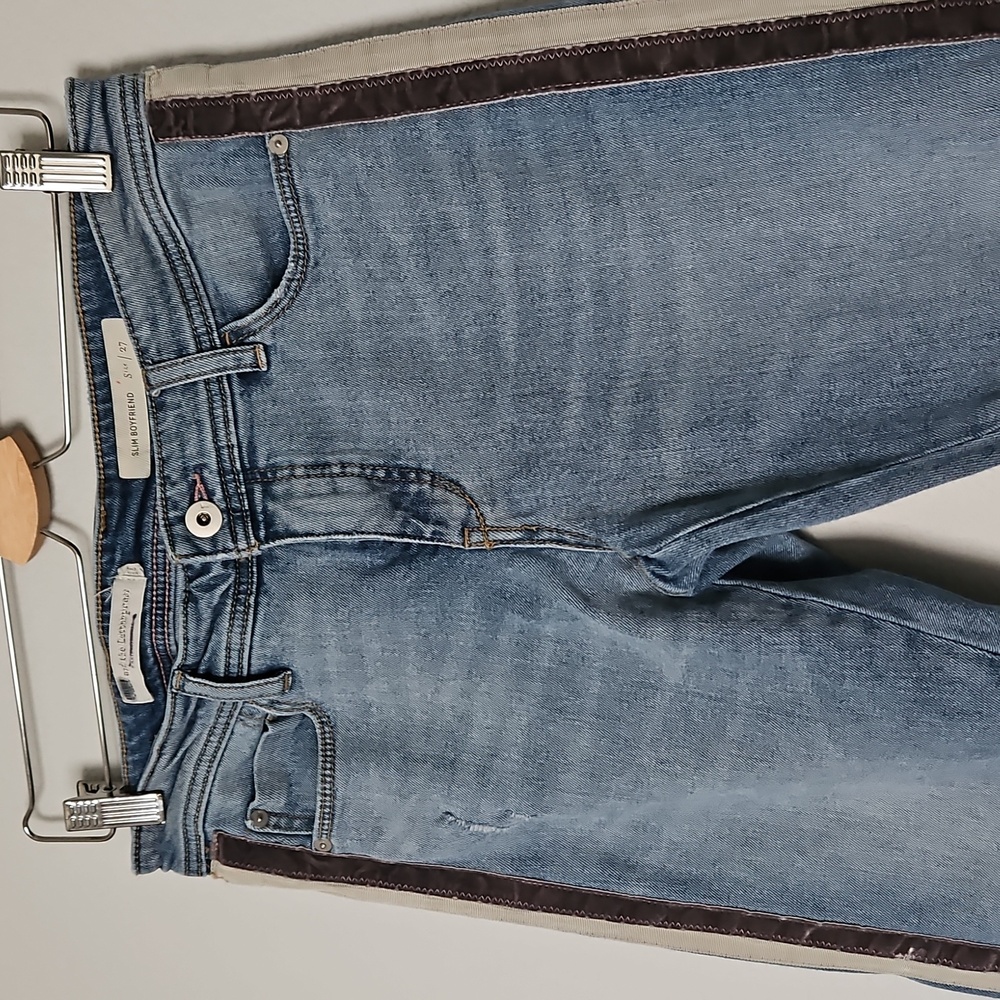 Anthropolgie Pilcro And The Letterpress Slim Boyfriend Distressed Jeans Blue 27 - Picture 2 of 12